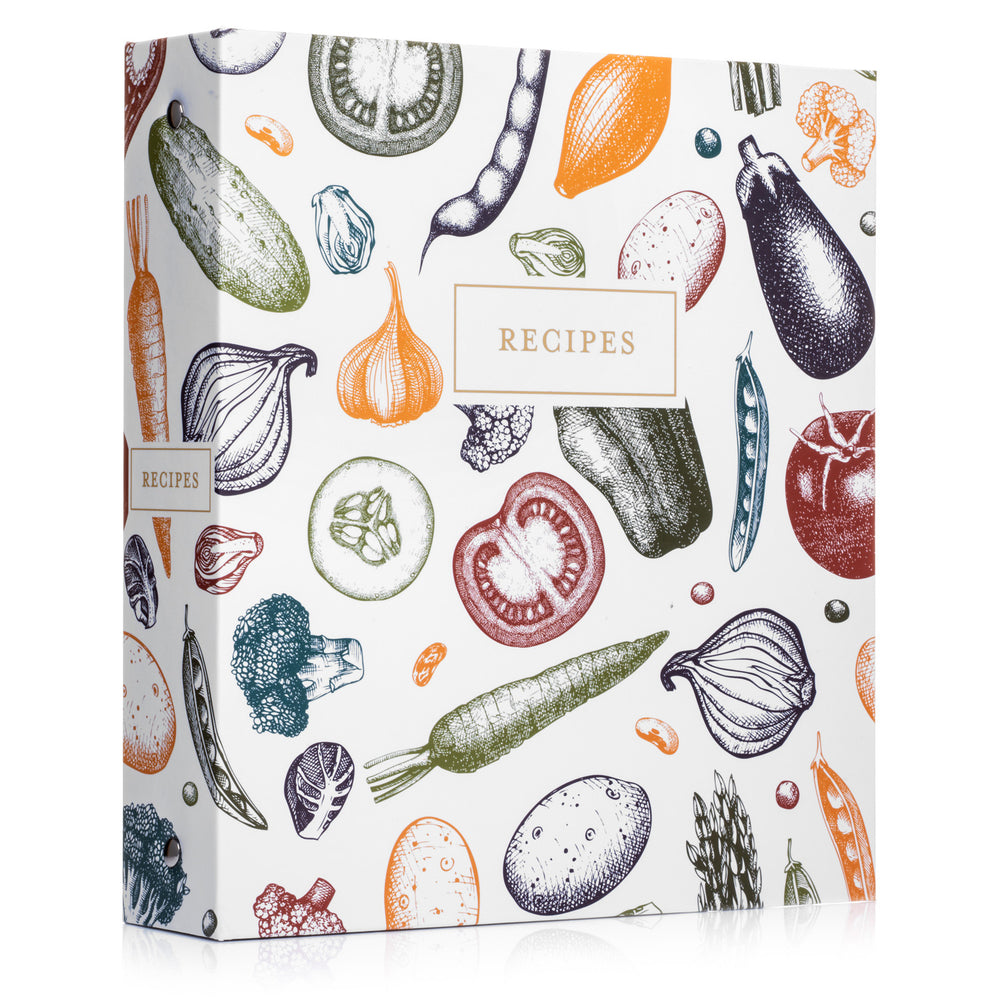 Recipe Binder Kit 8.5x9.5 (Autumn Harvest) - Recipes Binder, 4x6in Recipe Cards, Rainbow Dividers, and Protective Sleeves