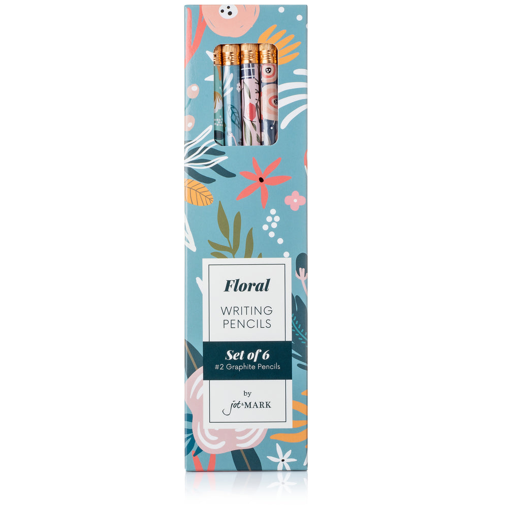 Floral Pencils | Set of Six Premium Wood Pencils with Decorative Flower Themed Designs