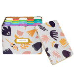 Greeting Card Organizer Tin Box Kit with Dividers, Cards, and Envelopes (Scandinavian Floral)