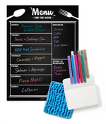 Weekly Menu Planning Magnet Kit with 10 Bright Color Dry Erase Markers, Cleaning Cloth, and Magnetic Holder