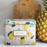 Recipe Tin Kit - Lemon Zest Tin, 50 4x6 in Recipe Cards, and 24 Classic Index Dividers