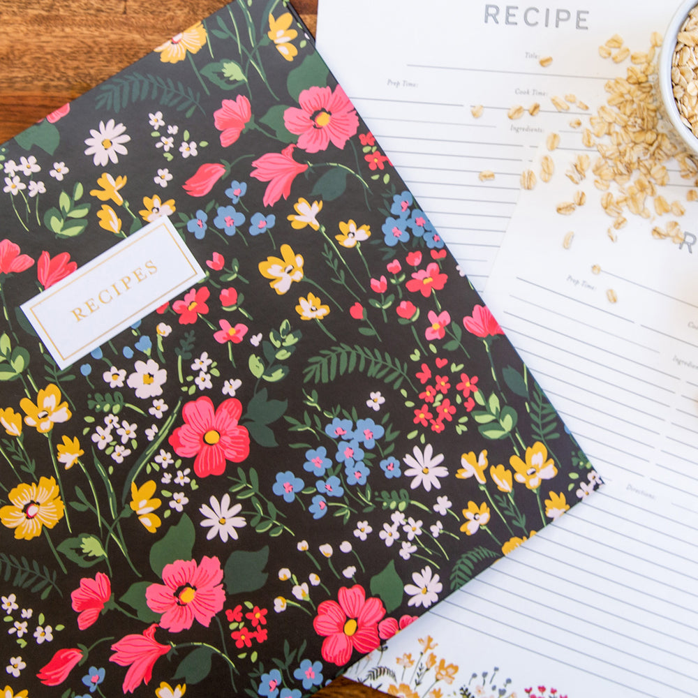 Recipe Binder Kit 8.5x11 (Midnight Bloom) - Full-Page with Clear Prote –  Jot & Mark