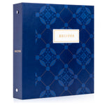 Recipe Binder Kit 8.5x9.5 (Azulejo) - Recipes Binder, 4x6in Recipe Cards, Classic Dividers, and Protective Sleeves