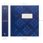 Recipe Binder Kit 8.5x9.5 (Azulejo) - Recipes Binder, 4x6in Recipe Cards, Classic Dividers, and Protective Sleeves