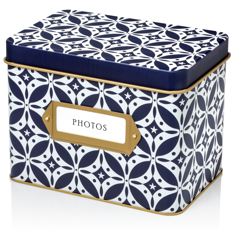 Photo Organizer Storage Box (Azulejo)