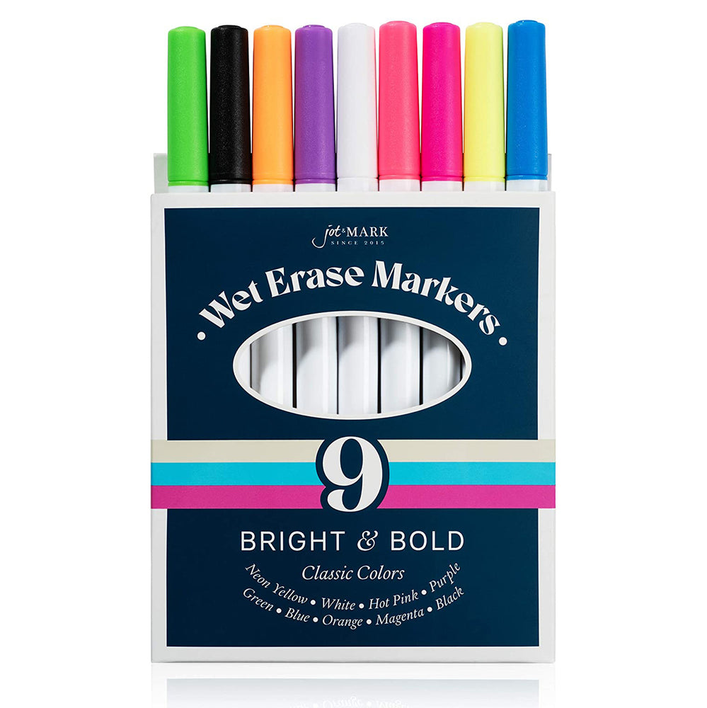 Wet Erase Markers | Bright Colors for Writing Safely on Glass Windows, Plastic Containers, and Transparent Overlays