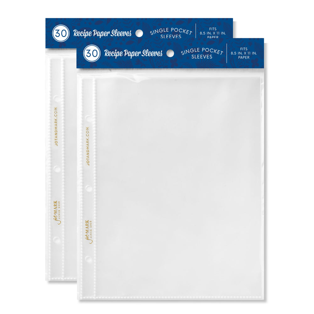 Recipe Binder Full-Size Protective Sleeves 8.5" x 11" Expansion Pack