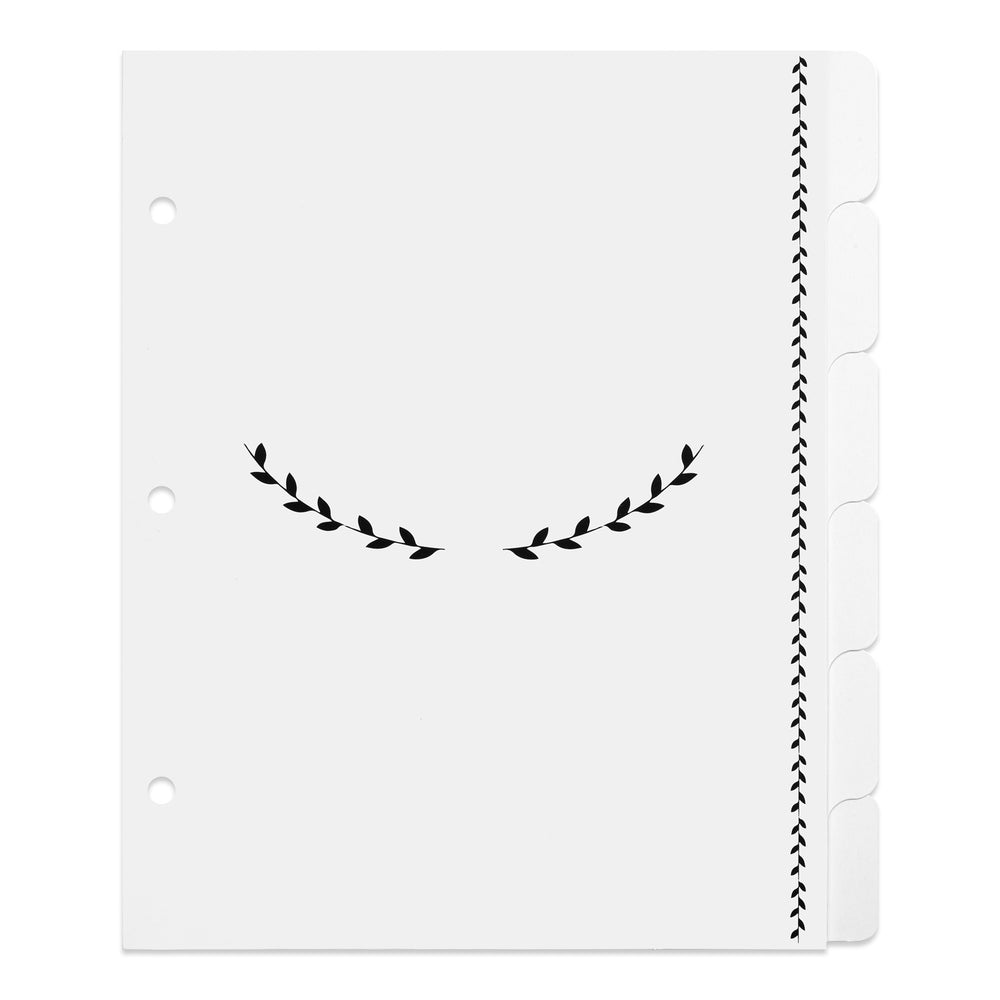 Blank Binder Dividers for 8.5" x 9.5" Recipe Binders - Black and White Classic Size