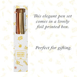 Metallic Variety Pen Set | Gold, Silver, Rose Gold Pens in Foil Printed Gift Box (3 ball-point pens)