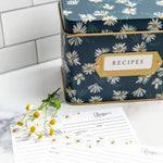 Recipe Tin Kit - English Daisies Tin, 50 4x6 in Recipe Cards, and 24 Classic Index Dividers