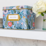 Recipe Tin Kit - Garden Floral Tin, 50 4x6 in Recipe Cards, and 24 Rainbow Index Dividers