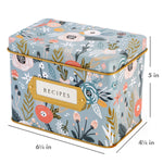 Recipe Tin Kit - Garden Floral Tin, 50 4x6 in Recipe Cards, and 24 Rainbow Index Dividers