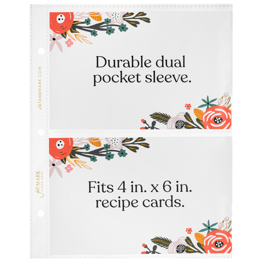 Recipe Binder Protective Sleeves 8.5" x 9.5" - Two Card Sleeves Only