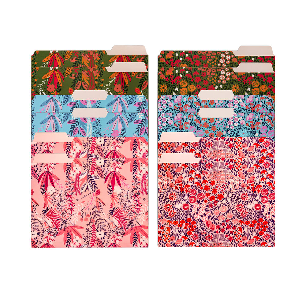 Floral Pattern File Folders | Letter Size Colorful Folders for Documents and Filing Cabinets (Set of 12)