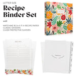 Recipe Binder Kit 8.5x11 (Tropical Floral) - Full-Page with Clear Protective Sleeves and Color Printing Paper for Family Recipes