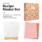 Recipe Binder Kit 8.5x11 (Peach Dream) - Full-Page with Clear Protective Sleeves and Color Printing Paper for Family Recipes