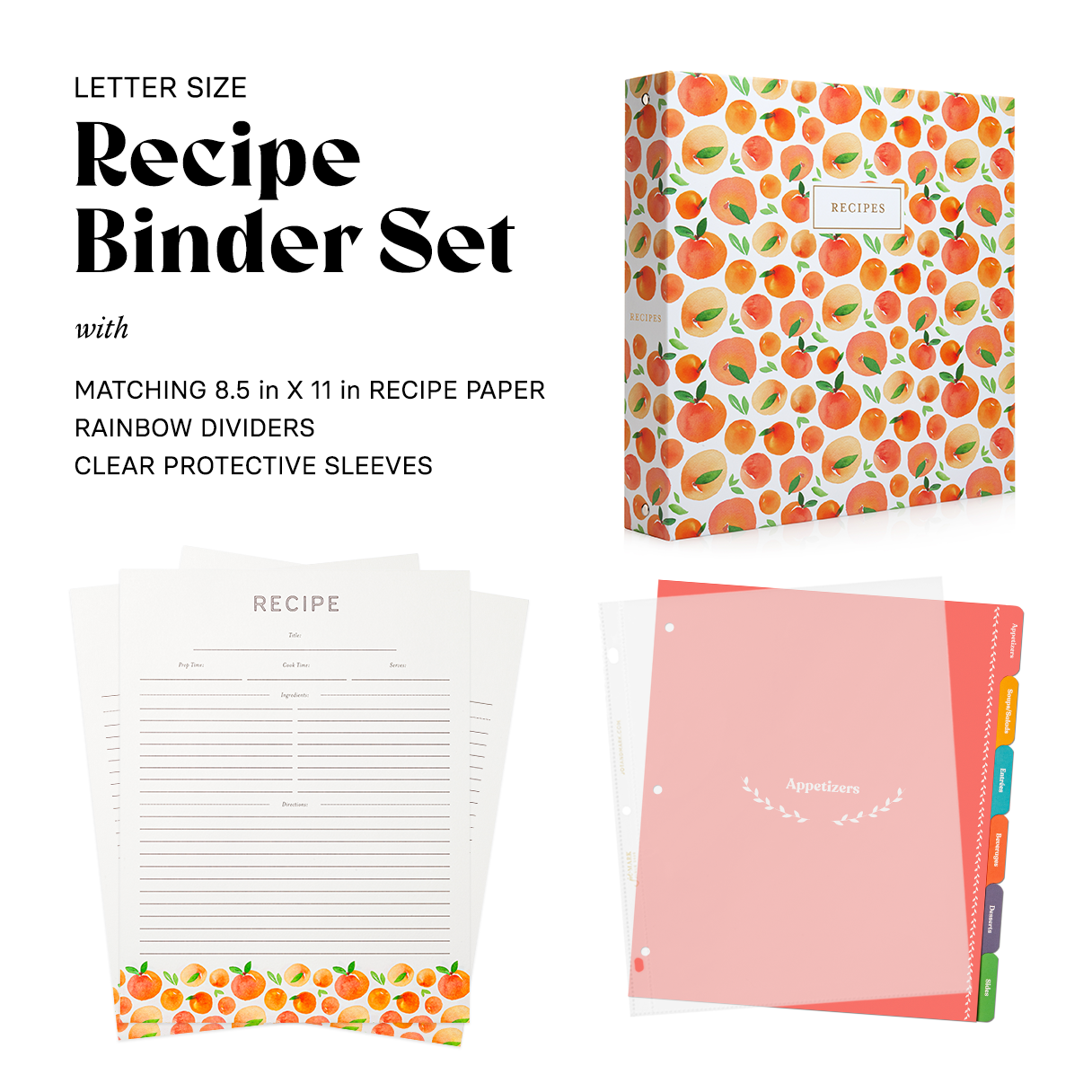 recipe-binder-kit-8-5x11-peach-dream-full-page-with-clear-protecti-jot-mark for Free Printable Recipe Binder Kit Recipe Binder Kit 8.5x11 (Peach Dream) - Full-Page with Clear Protecti – Jot & Mark for Free Printable Recipe Binder Kit