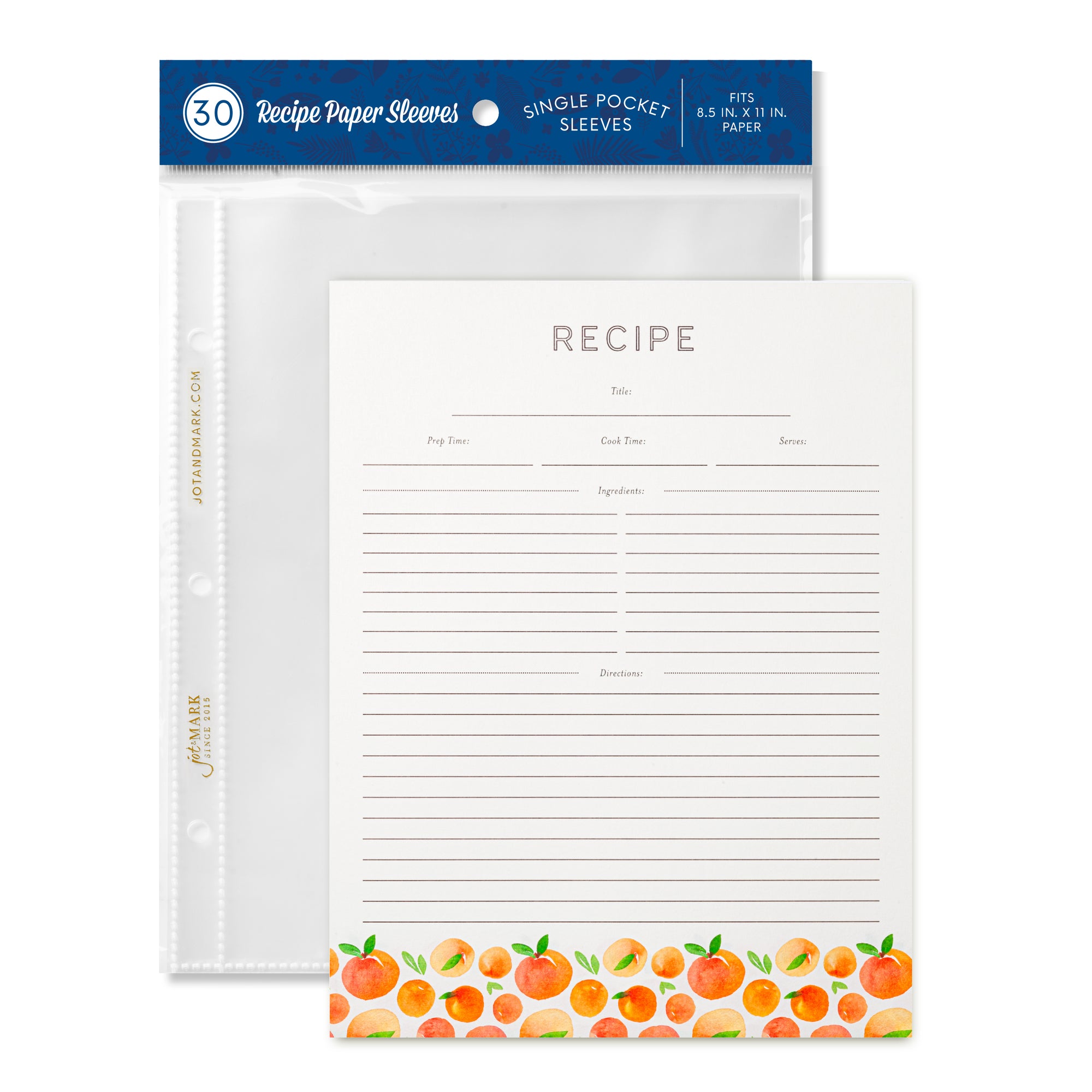 Recipe Binder Protective Sleeves and Printed Paper 8.5