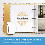 Photo Album Set - Clear Pocket Sleeves, 6 Tab Dividers, 3-Ring Binder 8.5" x 9.5" (Indigo Floral)