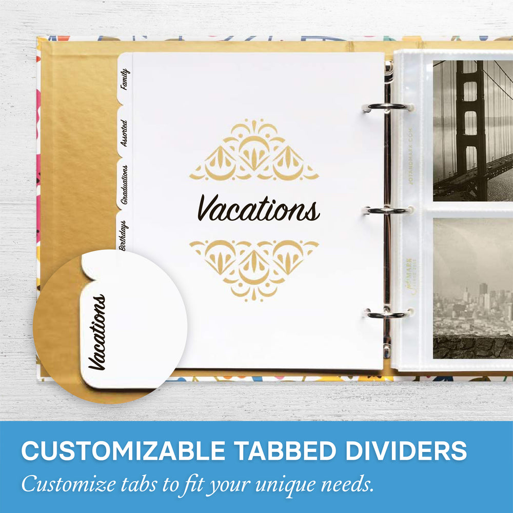 Photo Album Set - Clear Pocket Sleeves, 6 Tab Dividers, 3-Ring Binder 8.5" x 9.5" (Virginia Spring)