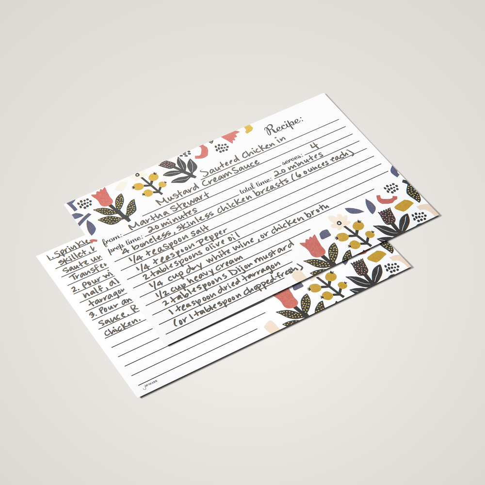 Recipe Cards (4x6") - Scandinavian Floral (Pack of 50)
