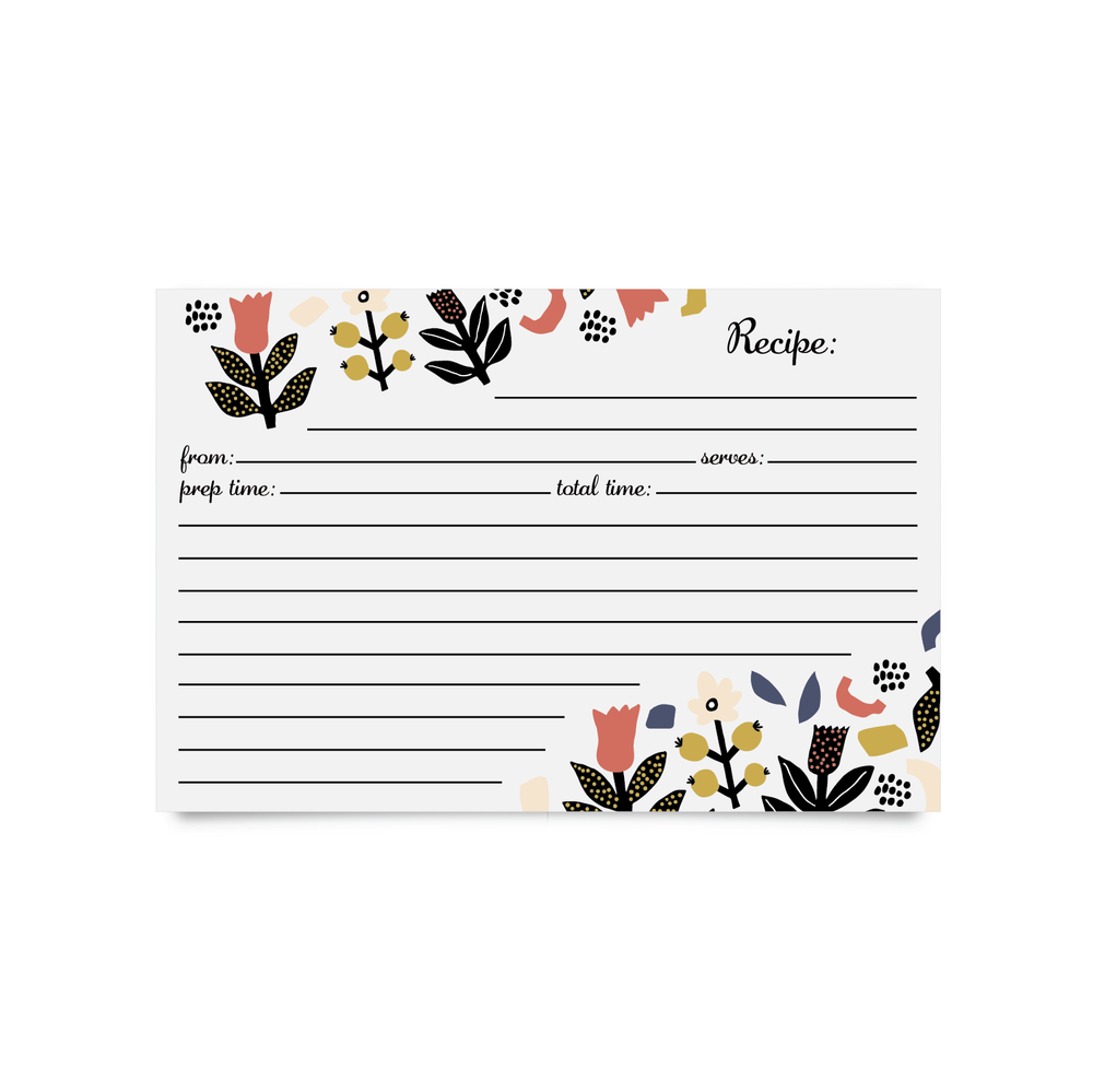Recipe Cards (4x6") - Scandinavian Floral (Pack of 50)