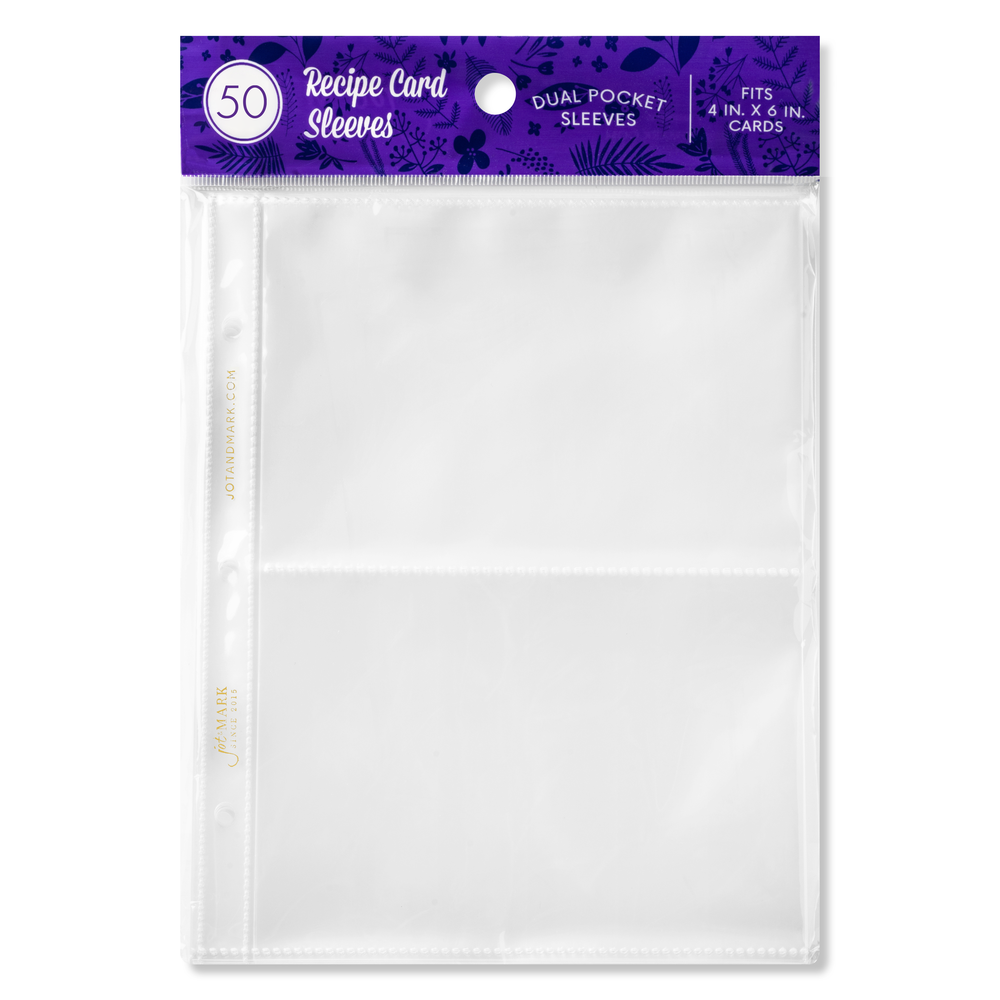 Recipe Binder Protective Sleeves 8.5" x 9.5" - Two Card Sleeves Only