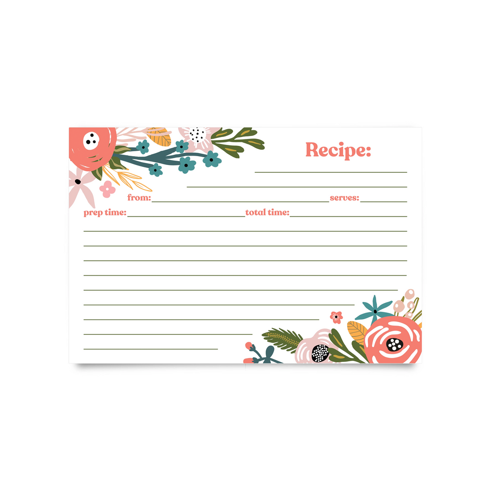 Recipe Cards (4x6") - Garden Floral (Pack of 50)