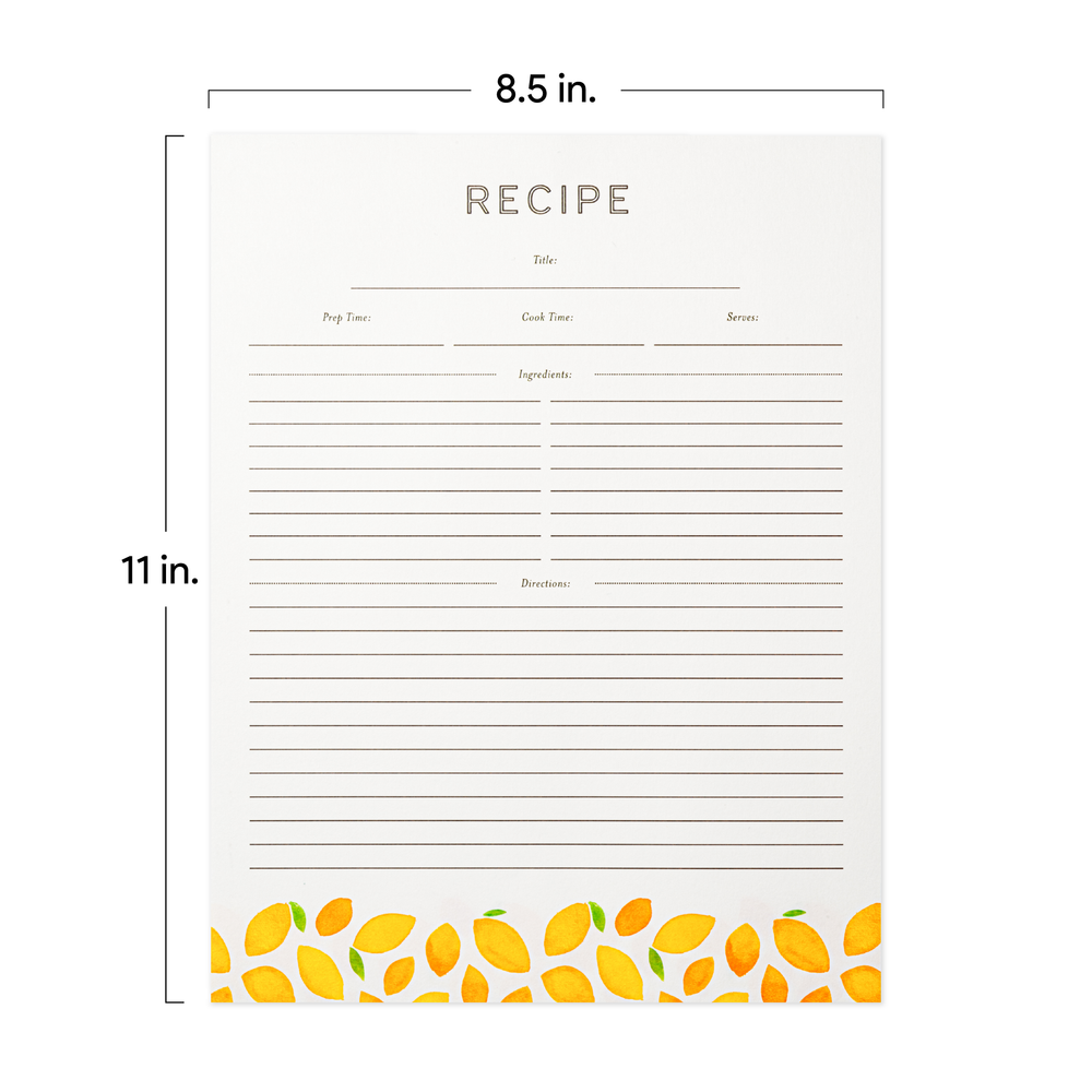 Recipe Cards (4x6)- Lemon Zest (Pack of 50) – Jot & Mark