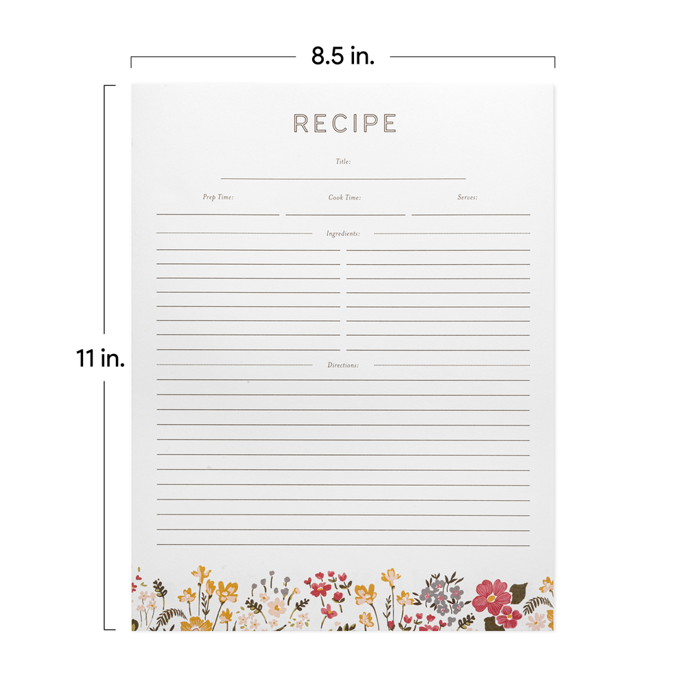 Recipe Binder Protective Sleeves and Printed Paper 8.5" x 11" Expansion Pack (Midnight Floral)