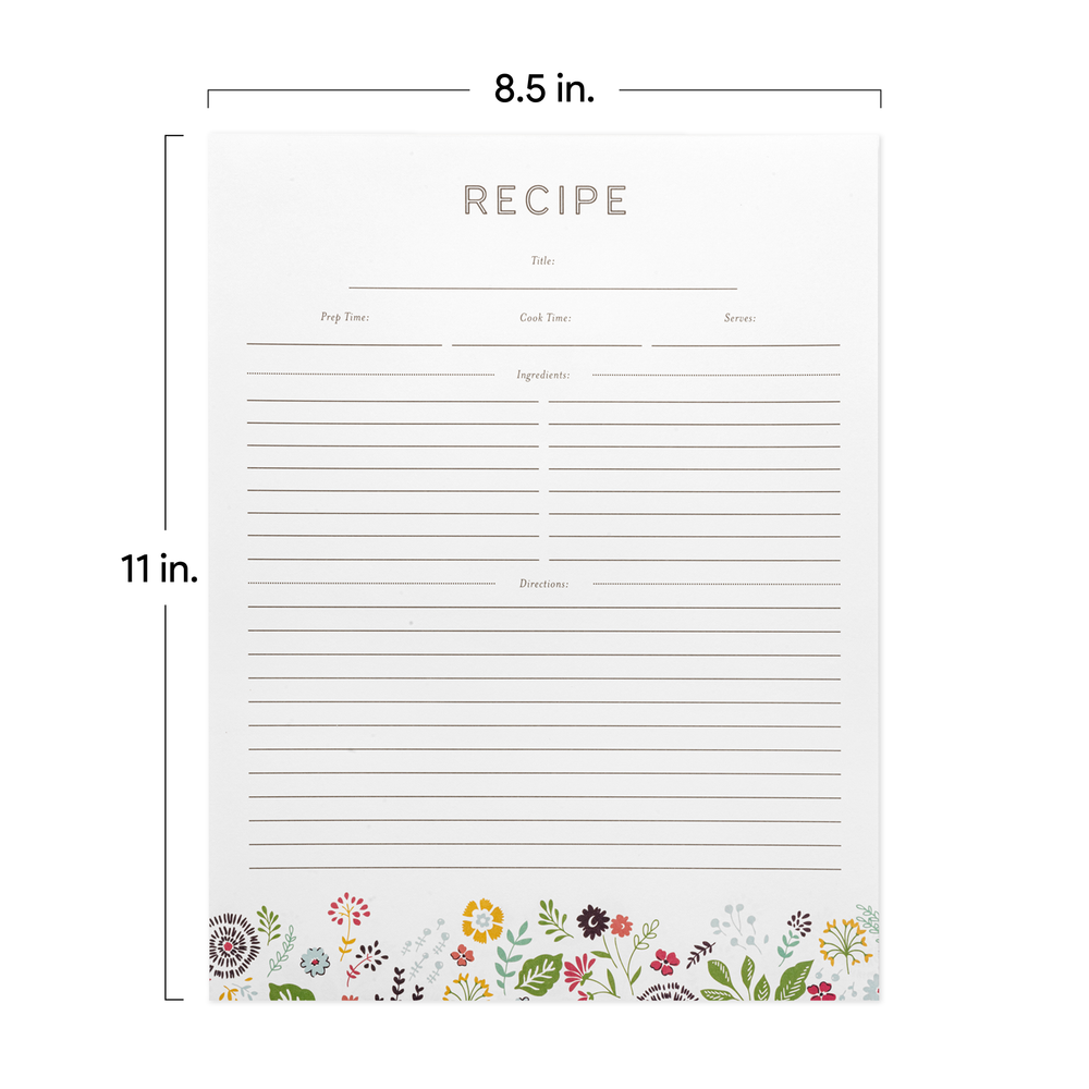 Recipe Binder Protective Sleeves and Printed Paper 8.5" x 11" Expansion Pack (Pinwheel Floral)