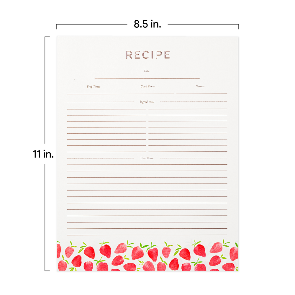 Recipe Binder Protective Sleeves and Printed Paper 8.5" x 11" Expansion Pack (Strawberry Wilds)