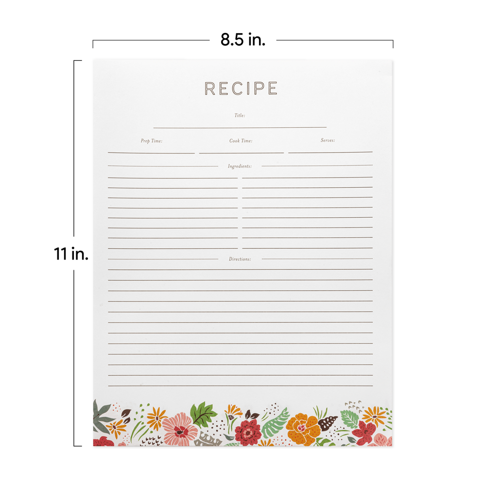 Recipe Binder Protective Sleeves and Printed Paper 8.5" x 11" Expansion Pack (Tropical Floral)