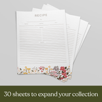 Recipe Binder Protective Sleeves and Printed Paper 8.5" x 11" Expansion Pack (Midnight Floral)