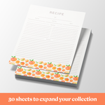 Recipe Binder Protective Sleeves and Printed Paper 8.5" x 11" Expansion Pack (Peach Dream)