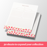 Recipe Binder Protective Sleeves and Printed Paper 8.5" x 11" Expansion Pack (Strawberry Wilds)