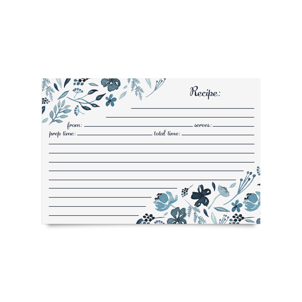 Recipe Cards (4x6) - Indigo Floral (Pack of 50) – Jot & Mark