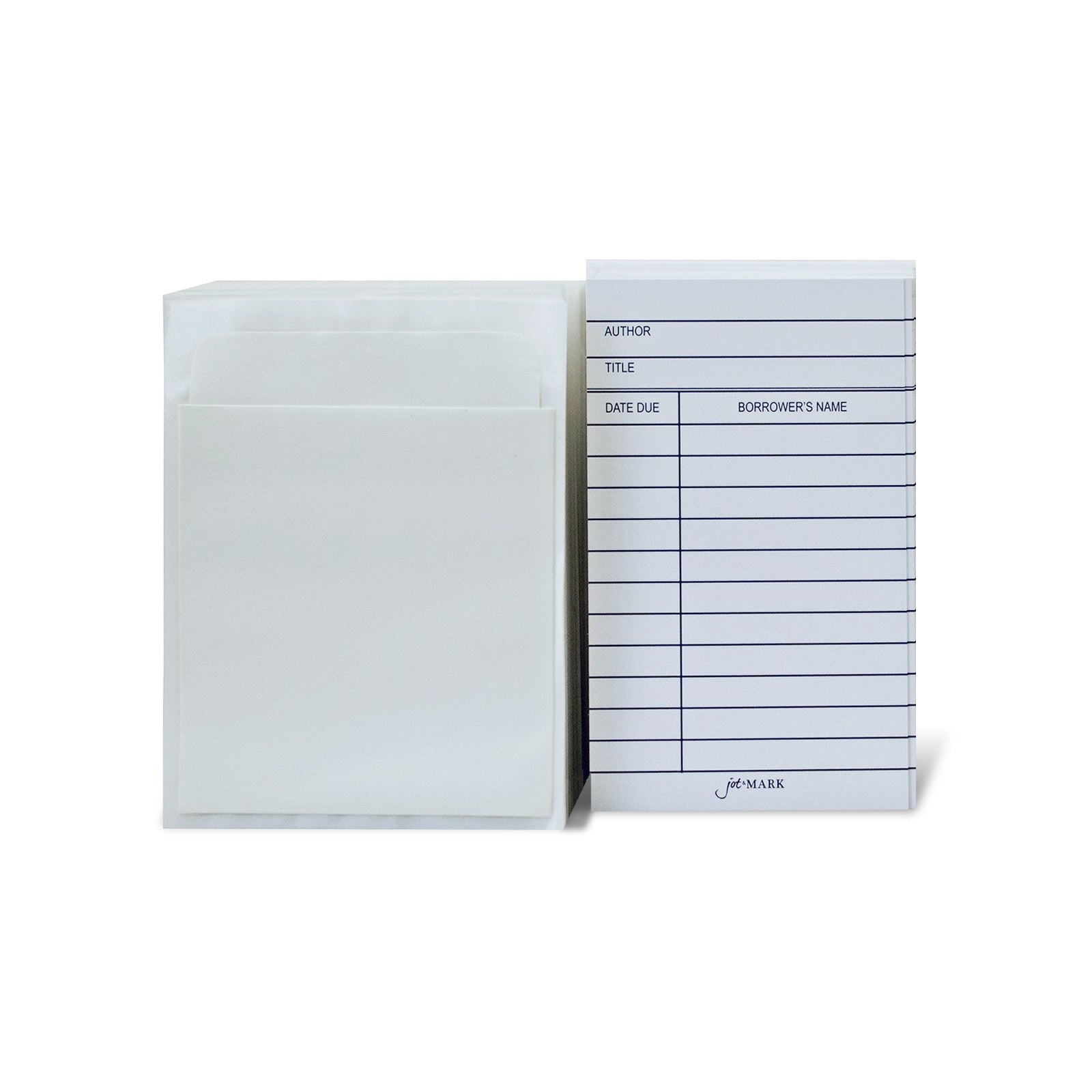 library card sleeve Library Book Card and Pocket Holder Kit for Catalogs and Checkouts (10 – Jot & Mark