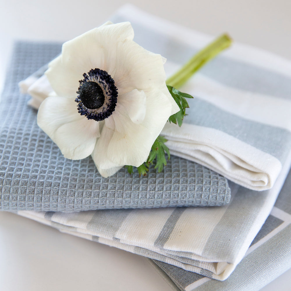 Dish Towels 100 Percent Cotton | Set of 4 for Drying and Kitchen Use (Ansel Grey)