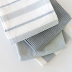 Dish Towels 100 Percent Cotton | Set of 4 for Drying and Kitchen Use (Ansel Grey)