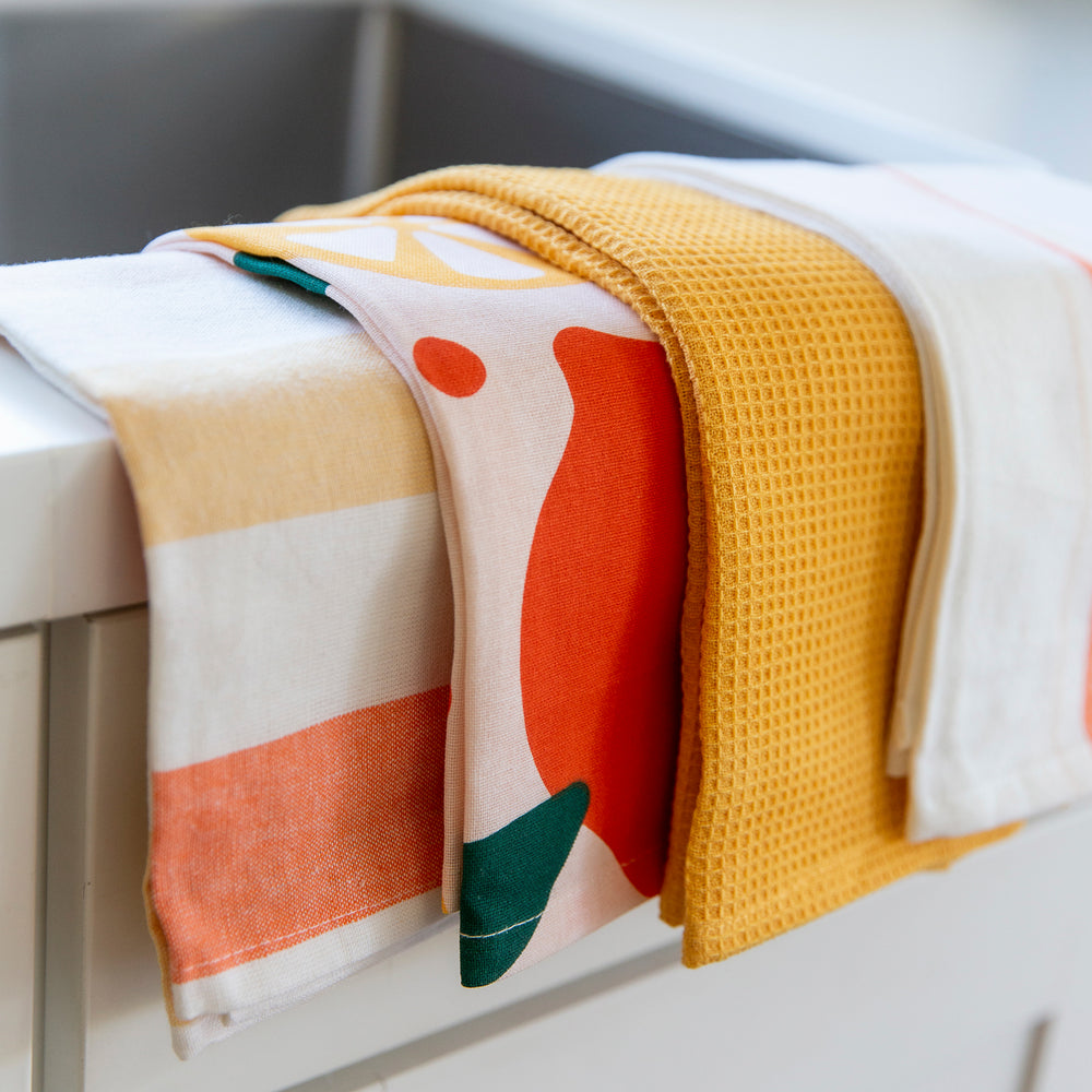 Fall Orange Stripe Organic Cotton Dish Towel + Reviews