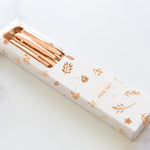 Metallic Pen Set | Rose Gold Pens in Foil Printed Gift Box (3 ball-point pens)