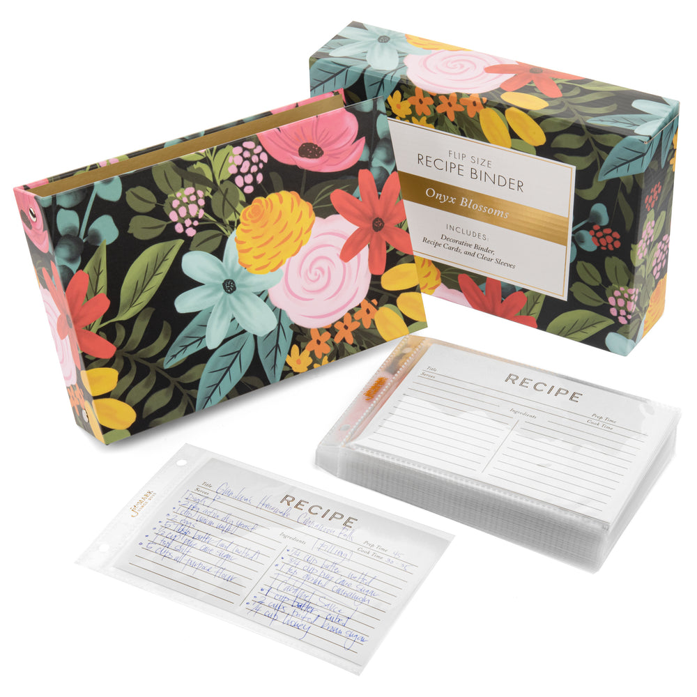 Recipe Organizer Mini Binder Set (Onyx Blossoms)