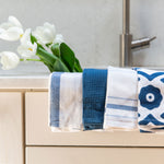 Dish Towels 100 Percent Cotton | Set of 4 for Drying and Kitchen Use (Regatta Blue)