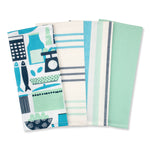 Dish Towels 100 Percent Cotton | Set of 4 for Drying and Kitchen Use (Seafoam Blue-Green)