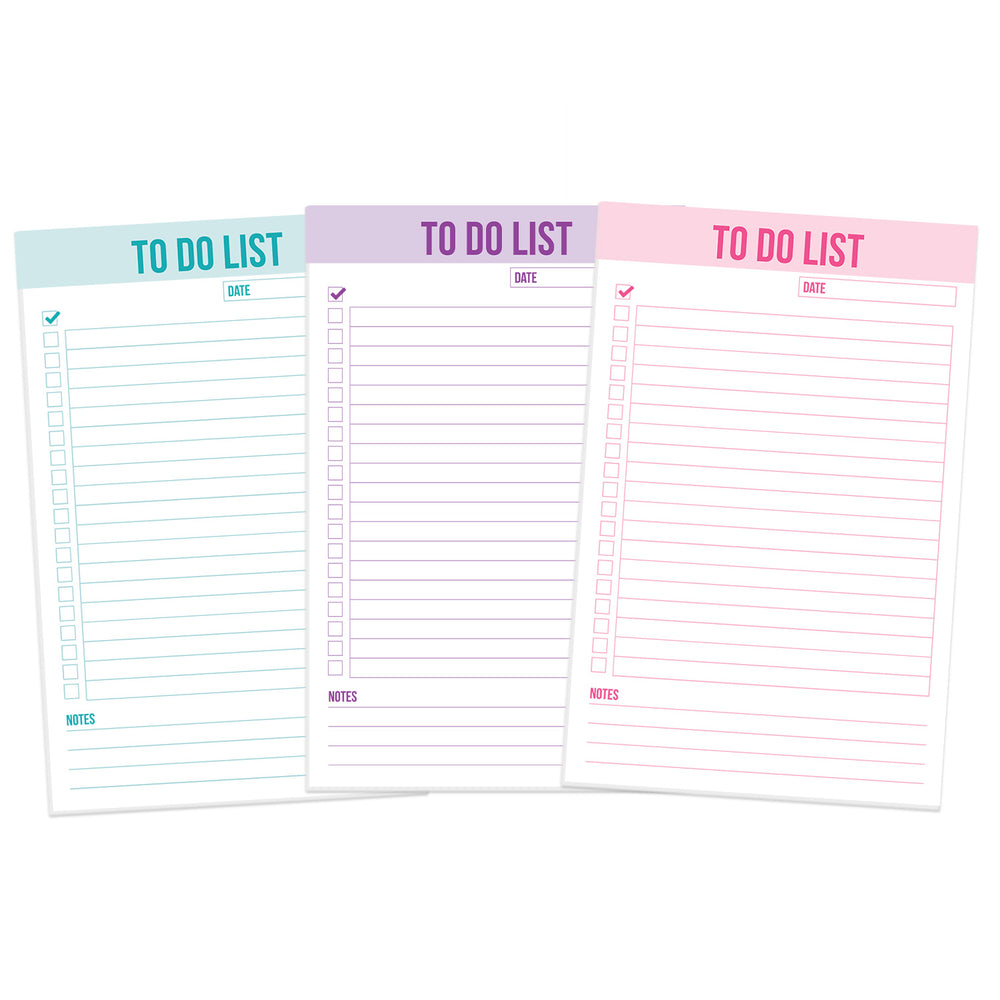 Pastel To Do List Magnetic Notepad 5.5" x 8.5" (3 Pack) Pink, Purple, Teal