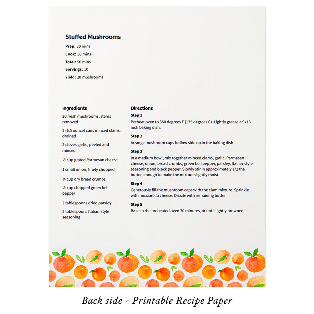 Recipe Binder Protective Sleeves and Printed Paper 8.5" x 11" Expansion Pack (Peach Dream)