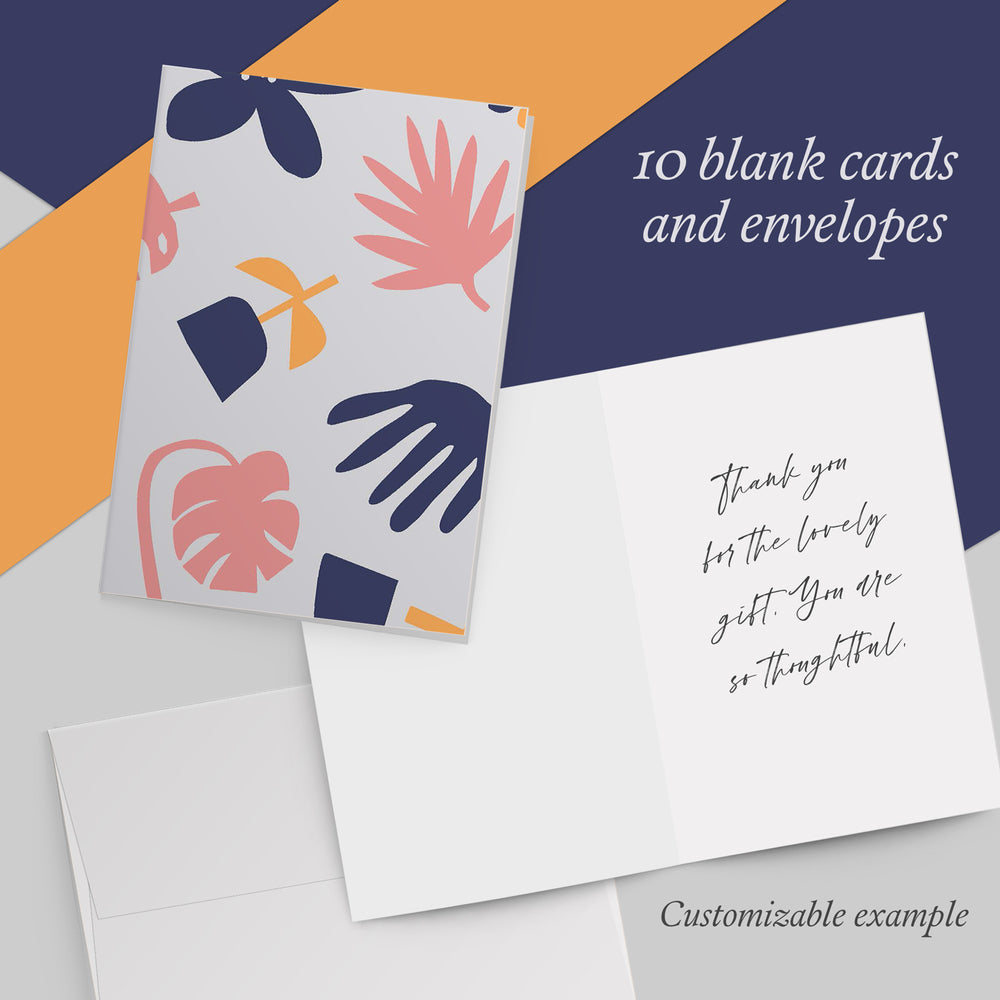Blank Greeting Cards Set (10 Cards and Envelopes) - Scandinavian Floral