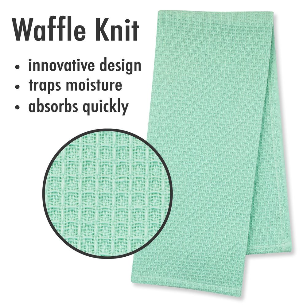 Dish Towels 100 Percent Cotton | Set of 4 for Drying and Kitchen Use (Seafoam Blue-Green)