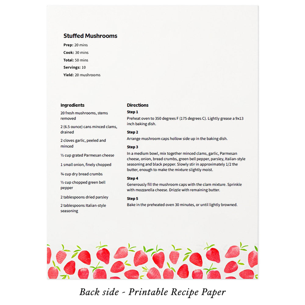 Recipe Binder Protective Sleeves and Printed Paper 8.5" x 11" Expansion Pack (Strawberry Wilds)